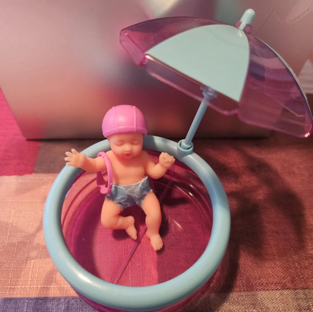 Zuru Mini Baby Pool Toy with Umbrella - Pink & Aqua - Picture 2 of 7